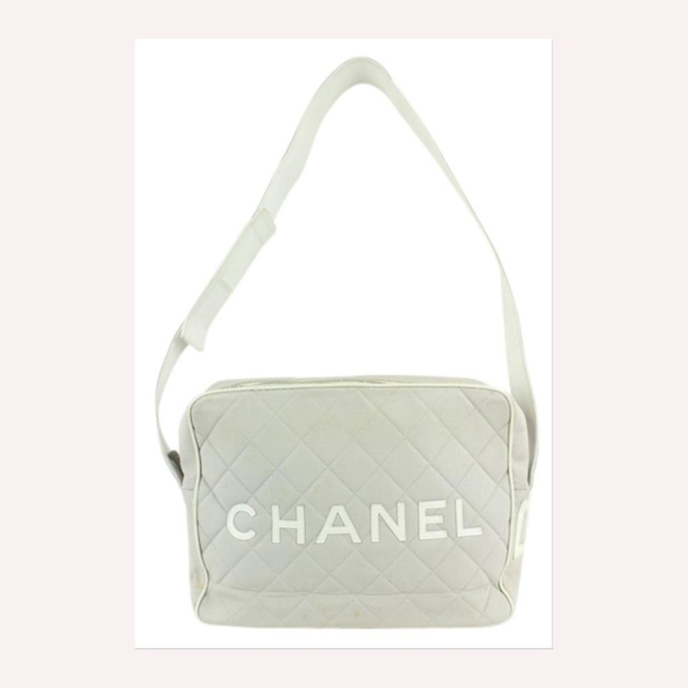 Chanel Grey Quilted CC Sports Logo Shoulder Bag 6CC1015